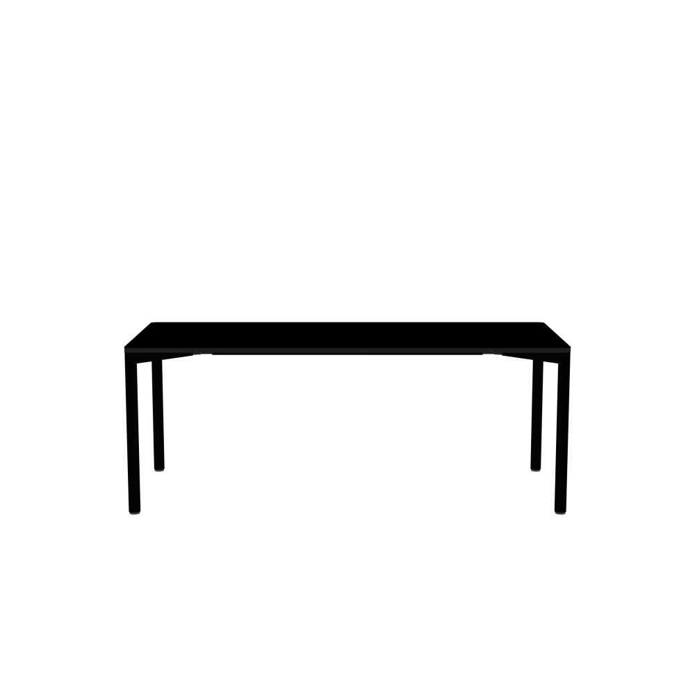 OUTLINE Tisch - Form Eckig - Länge 190,00 cm - Tiefe 80,00 cm - Radius 2,60 cm - Stärke 2,1 cm - Freiformfläche 1.00000000 - Oberseite Linoleum, 4023 Nero - Kern MDF - Kante MDF, Schwarz - Kantenschräge 90°