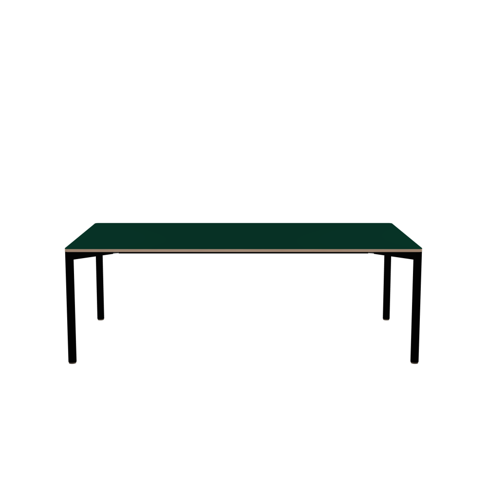 OUTLINE Tisch - Form Eckig - Länge 220,00 cm - Tiefe 120,00 cm - Radius 2,60 cm - Stärke 2 cm - Freiformfläche 1.00000000 - Oberseite Linoleum, 4174 Conifer - Kern Multiplex Birke - Kantenschräge 90°