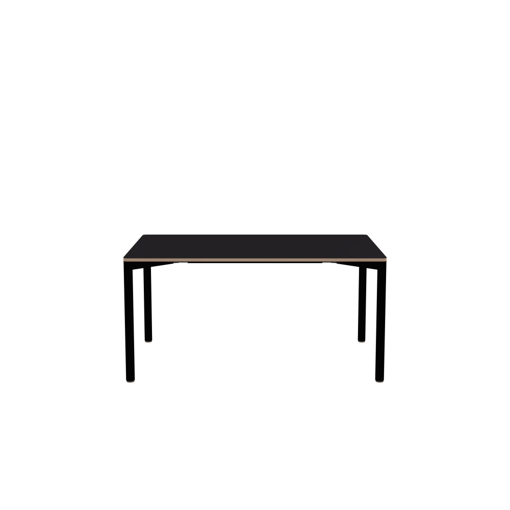 OUTLINE Tisch - Form Eckig - Länge 150,00 cm - Tiefe 100,00 cm - Radius 2,60 cm - Stärke 2 cm - Freiformfläche 1.00000000 - Oberseite Linoleum, 4166 Charcoal - Kern Multiplex Birke - Kantenschräge 90°