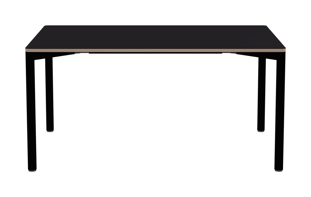 OUTLINE Tisch - Form Eckig - Länge 150,00 cm - Tiefe 100,00 cm - Radius 2,60 cm - Stärke 2 cm - Freiformfläche 1.00000000 - Oberseite Linoleum, 4166 Charcoal - Kern Multiplex Birke - Kantenschräge 90°