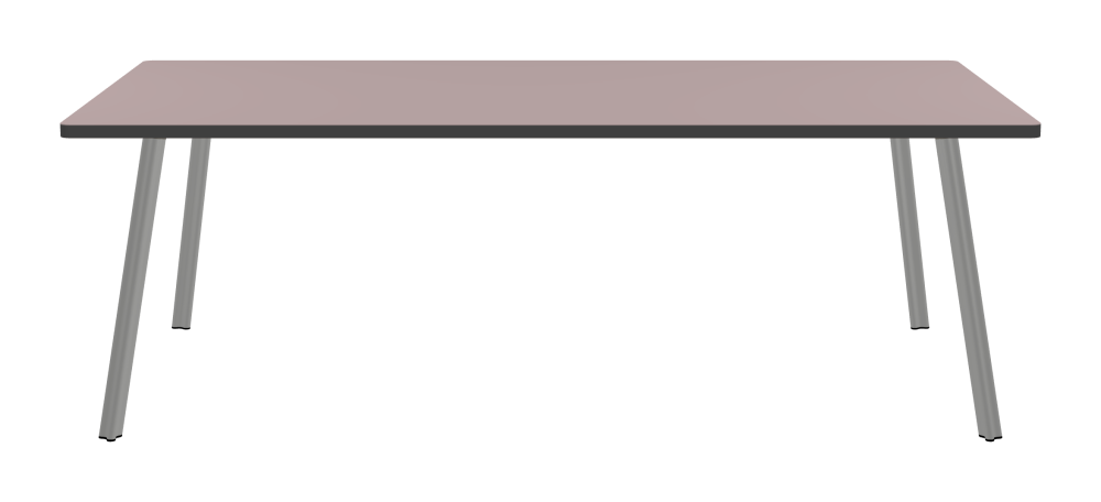 BEAM Tisch - Form Eckig - Länge 220,00 cm - Tiefe 110,00 cm - Radius 2,60 cm - Stärke 3 cm - Oberseite Linoleum, 4010 Soft Lilac - Kern Stäbchenplatte - Kante Linoleum, 4012 Basalt - Kantenschräge 90° / BEAM Tischbeine - Material und Farbe Aluminium, matt eloxiert - Profilgröße Normal - Höhe 71 cm - Set 4 Tischbeine