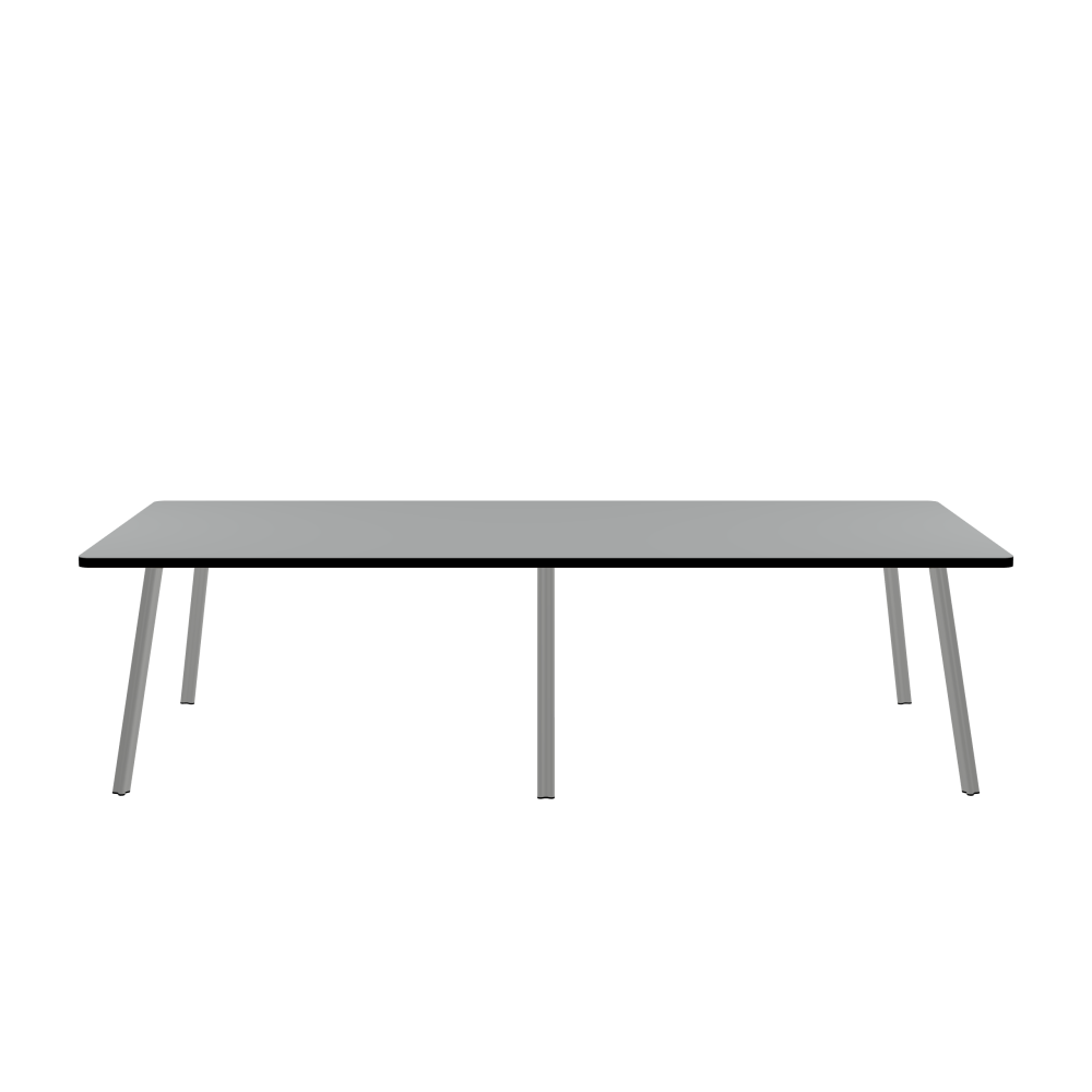 BEAM Tisch - Form Eckig - Länge 280,00 cm - Tiefe 128,00 cm - Radius 4,00 cm - Stärke 3 cm - Oberseite Linoleum, 4132 Ash - Kern Stäbchenplatte - Kante Linoleum, 4023 Nero - Kantenschräge 90° / BEAM Tischbeine - Material und Farbe Aluminium, matt eloxiert - Profilgröße Normal - Höhe 71 cm - Set 6 Tischbeine