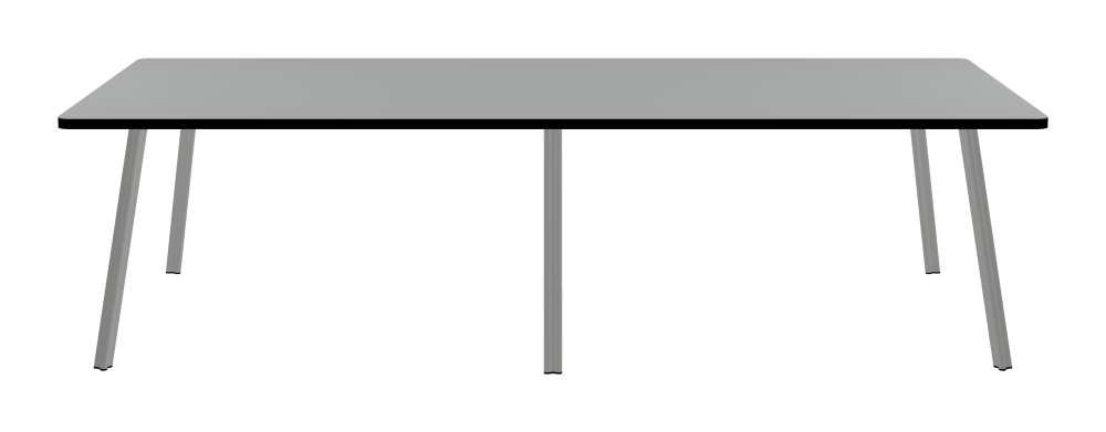 BEAM Tisch - Form Eckig - Länge 280,00 cm - Tiefe 128,00 cm - Radius 4,00 cm - Stärke 3 cm - Oberseite Linoleum, 4132 Ash - Kern Stäbchenplatte - Kante Linoleum, 4023 Nero - Kantenschräge 90° / BEAM Tischbeine - Material und Farbe Aluminium, matt eloxiert - Profilgröße Normal - Höhe 71 cm - Set 6 Tischbeine