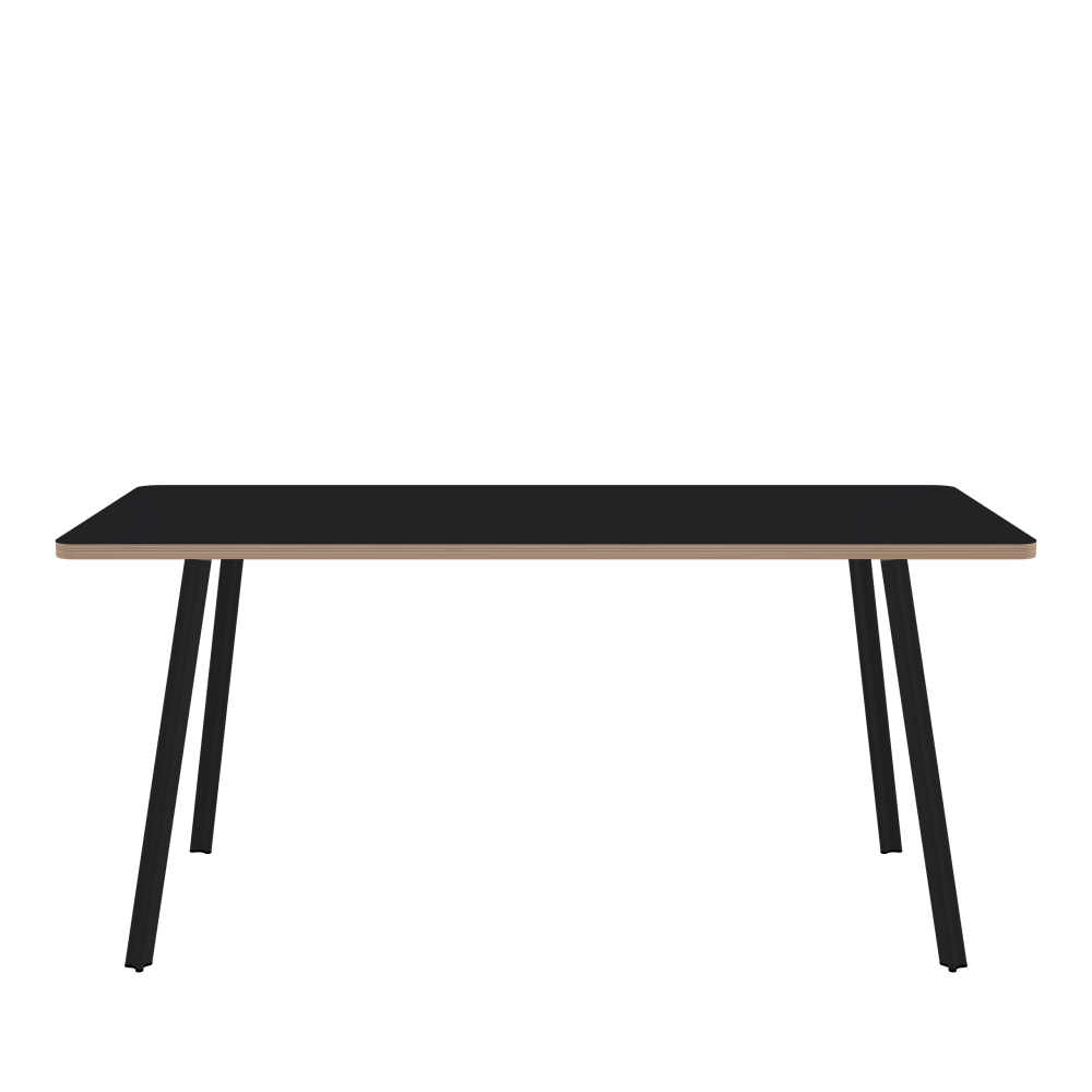 BEAM Tisch - Form Eckig - Länge 160,00 cm - Tiefe 75,00 cm - Radius 4,00 cm - Stärke 2,6 cm - Freiformfläche 1.00000000 - Oberseite Linoleum, 4166 Charcoal - Kern Multiplex Birke - Kantenschräge 90° / BEAM Tischbeine - Material und Farbe Aluminium, pulverbeschichtet, Schwarzgrau (RAL 7021) - Profilgröße Klein - Höhe 71 cm - Set 4 Tischbeine