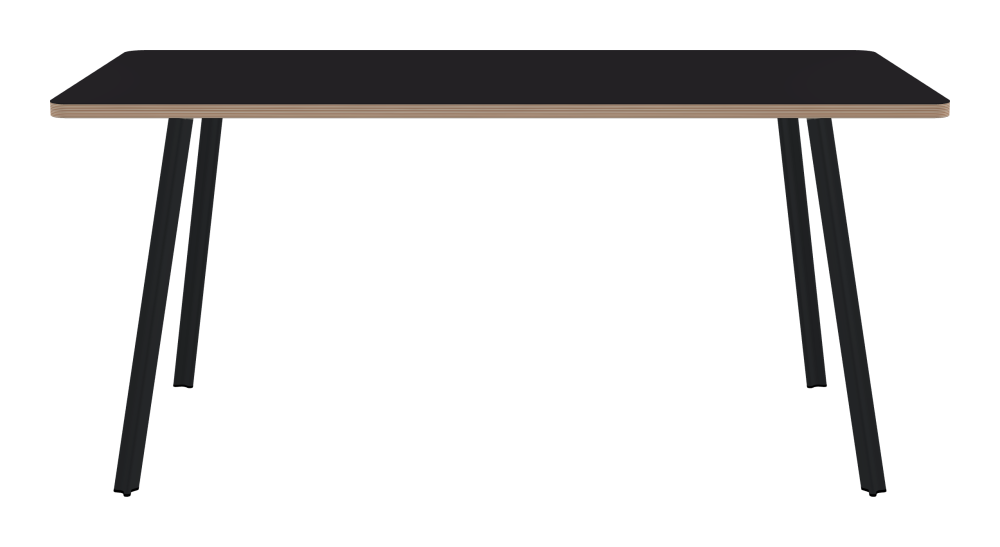 BEAM Tisch - Form Eckig - Länge 160,00 cm - Tiefe 75,00 cm - Radius 4,00 cm - Stärke 2,6 cm - Freiformfläche 1.00000000 - Oberseite Linoleum, 4166 Charcoal - Kern Multiplex Birke - Kantenschräge 90° / BEAM Tischbeine - Material und Farbe Aluminium, pulverbeschichtet, Schwarzgrau (RAL 7021) - Profilgröße Klein - Höhe 71 cm - Set 4 Tischbeine