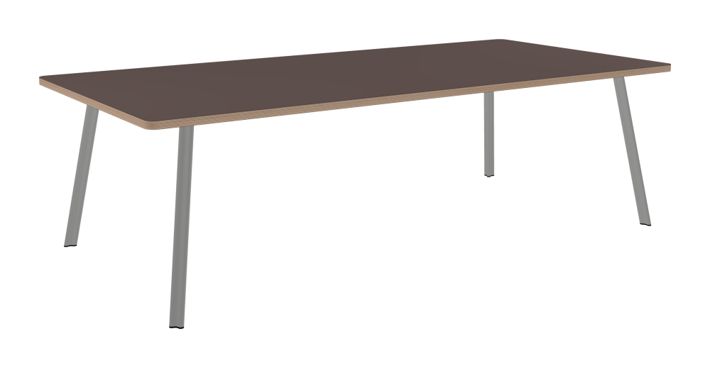 BEAM Tisch - Form Eckig - Länge 250,00 cm - Tiefe 120,00 cm - Radius 4,00 cm - Stärke 3 cm - Oberseite Linoleum, 4172 Mauve - Kern Stäbchenplatte - Kante Multiplex - Kantenschräge 90° / BEAM Tischbeine - Material und Farbe Aluminium, matt eloxiert - Profilgröße Normal - Höhe 71 cm - Set 4 Tischbeine
