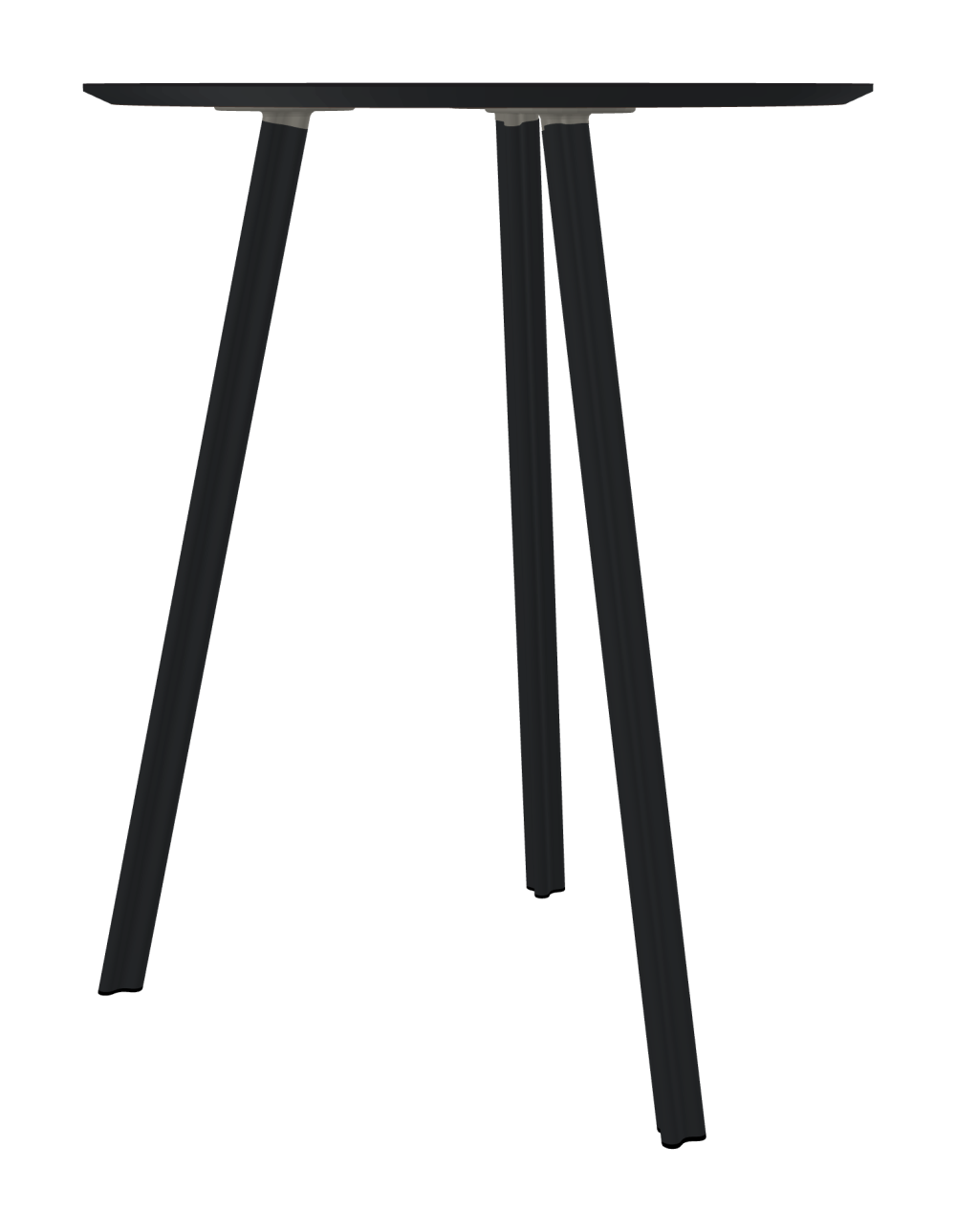 BEAM Tisch - Form Rund - Länge 85,00 cm - Tiefe 85,00 cm - Stärke 2,1 cm - Freiformfläche 1.00000000 - Oberseite Linoleum, 4166 Charcoal - Kern MDF - Kante MDF, Schwarz - Kantenschräge 25° / BEAM Tischbeine - Material und Farbe Aluminium, pulverbeschichtet, Schwarzgrau (RAL 7021) - Profilgröße Normal - Höhe 102 cm - Set 4 Tischbeine