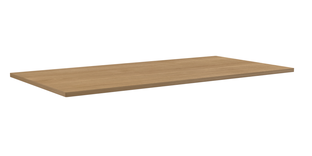 Tischplatte - Form Eckig - Länge 200,00 cm - Tiefe 100,00 cm - Radius 1,00 cm - Stärke 2,9 cm - Oberseite Holzfurnier, Eiche - Kern Stäbchenplatte - Kante Holz, Eiche - Kantenschräge 90°