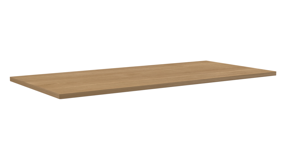 Tischplatte - Form Eckig - Länge 180,00 cm - Tiefe 85,00 cm - Radius 1,00 cm - Stärke 2,9 cm - Oberseite Holzfurnier, Eiche - Kern Stäbchenplatte - Kante Holz, Eiche - Kantenschräge 90°