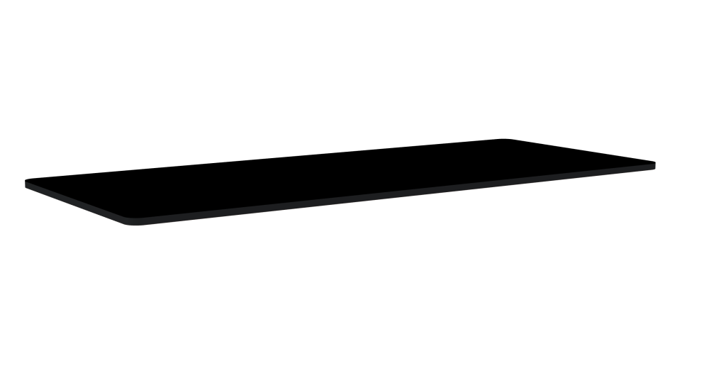 Tischplatte - Form Eckig - Länge 190,00 cm - Tiefe 80,00 cm - Radius 4,00 cm - Stärke 2,1 cm - Freiformfläche 1.00000000 - Oberseite Linoleum, 4023 Nero - Kern MDF - Kante MDF, Schwarz - Kantenschräge 90°